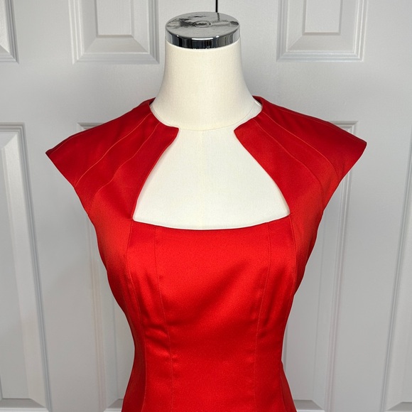 London Times Red Keyhole Sheath Bodycon Cocktail Valentine’s Day Dress Size S - Picture 4 of 17